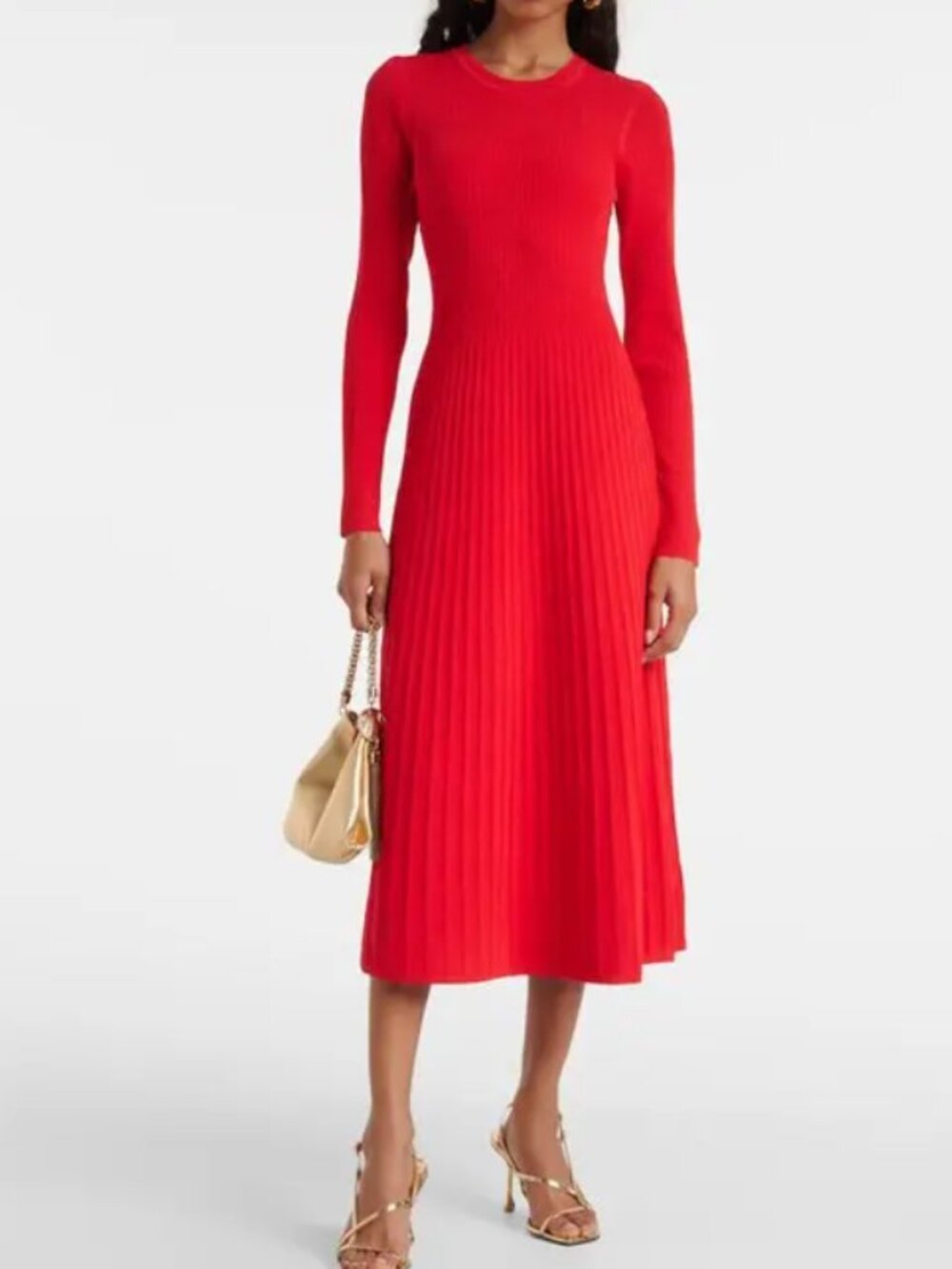 Veronica Beard nami ribbed-knit sweater dress - red